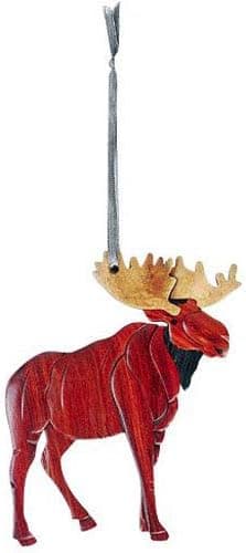 The Handcrafted Double Side Wood Intarsia Ornament - Standing Moose