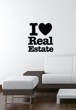 I LOVE REAL ESTATE wall-art vinyl Sticker 13"x15" BLACK Free Shipping realtor broker decor decal