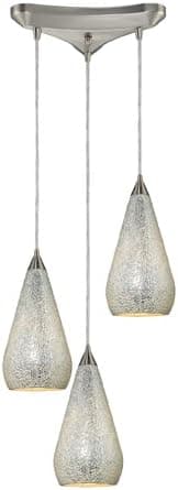 Elk 546-3SLV-CRC 3-Light Pendant in Satin Nickel with Silver Crackle