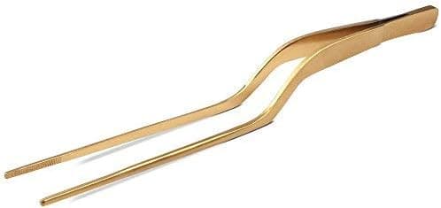 JB Prince Gold Offset Fine Tip Tweezer - 7.8-in