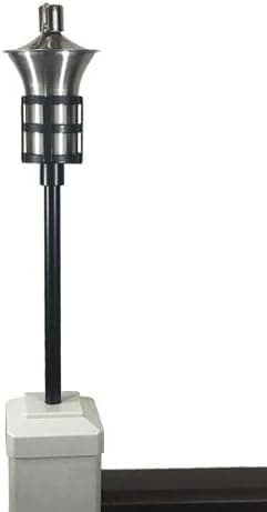 Tru-Scapes TP-OL12SS Oil Lamp (Torch) for a Deck Railing or Fence Post (4.5 inch x 4.5 inch Post Cap, White)
