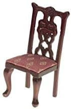 Dollhouse Miniature Side Chair, Mahogany, Rose
