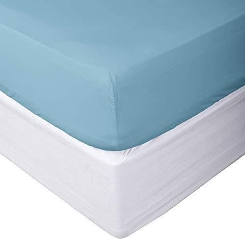 Luxurious Collections Solid 400 Thread Count 100% Cotton 1 PC Fitted Sheet Extra Long Fit Upto 20" inches Deep Pocket (King, Sky Blue).