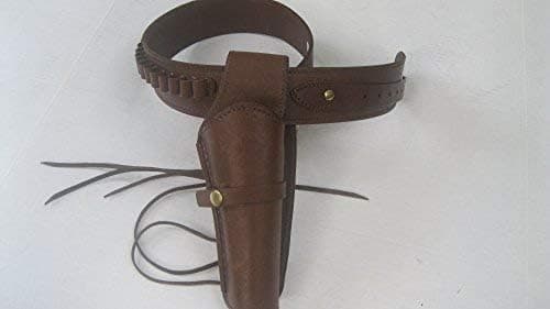 Gun Belt with 6" Right Handed Smooth Holster Combo - 45 Caliber - Leather - Brown