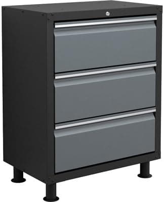 Coleman 76283 26-Inch by 30-Inch by 16-Inch 24-Gauge Steel Ready to Assemble 3 Drawer Tool Cabinet, Grey