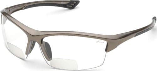 TEZER Elvex RX-350C Sonoma Clear Polycarbonate BiFocal Safety/Fashion Glasses with +1.5 Diopters, Brown Frame Model: