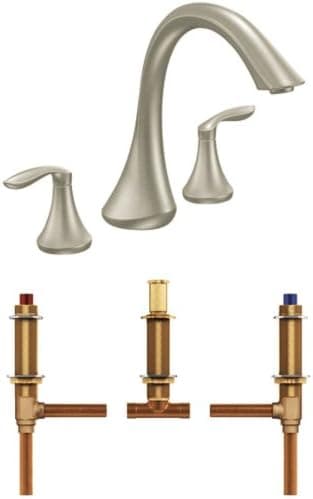 Moen T943BN-4792 Eva Two-Handle High Arc Roman Tub Faucet with Valve, Brushed Nickel