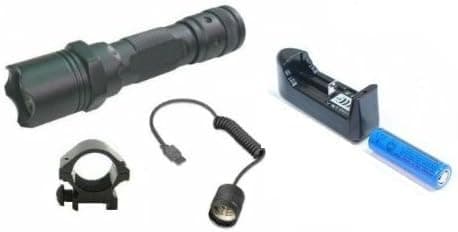 Ultimate Arms Gear Tactical Rechargeable 130+ Lumens L.E.D Military Flashlight LED Tac - Light Kit For Mossberg 500/590/835/Maverick 88 12/20 Gauge Shotgun With A 7/8" Weaver-Picatinny Rail Includes: Weaver-Picatinny Ring Mount, Remote Pressure Switch Cord , Push Button Tail Cap, Charger & Battery