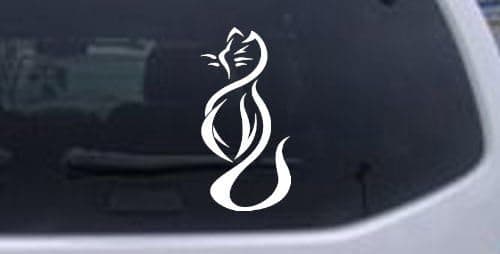 White-Tribal Cat Animals Decal Sticker - Die Cut Decal Bumper Sticker For Windows, Cars, Trucks, Laptops, Etc.