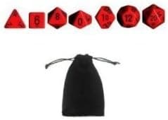 Opaque 7-Die Set (Red/Black) with Carry Bag