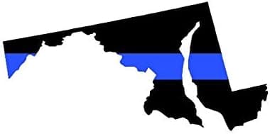 Maryland State Shaped Thin Blue Line Sticker Self Adhesive Vinyl Decal FA Graphix MD V2-5.00 Wide
