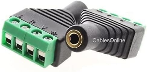 CablesOnline 2-Pack 3.5mm (1/8") Stereo TRRS Female Jack to AV 4-Screw Terminal Block Balun Connectors, PL-CN17-2