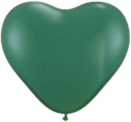 Qualatex 6" Emerald Green Heart Latex Balloons (100ct)
