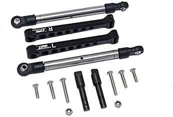 GPM For Losi 1/10 Lasernut U4 Tenacity LOS03028 Upgrade Parts Aluminum Rear Sway Bar & Stainless Steel Linkage - 12Pc Set Black