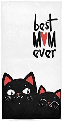 QUGRL Mothers Day Hand Towels Black Cat Kitchen Dish Towels Gifts for Mom Soft Quality Premium Washcloths Bathroom Decor 30 x 15 in