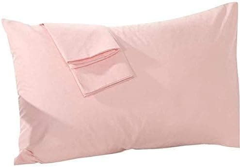 Toddler Travel Pillowcase Pink Solid 16x20 Zipper Closer Set of 2 PC Travel Pillowcase 600 Thread Count 100% Pure Egyptian Cotton Decorative Hotel Quality Pillowcase (Pink Solid, Toddler 16x20 Zipper)