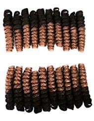 Furice 3Packs 20Inch Spiral Crochet Hair Curly Crochet Braids Crochet Hair Tapered Cut Each Box 20strands Ombre Bouncy Twist Curled Synthetic Hair Extensions (Saniya 20inch, 1b27)