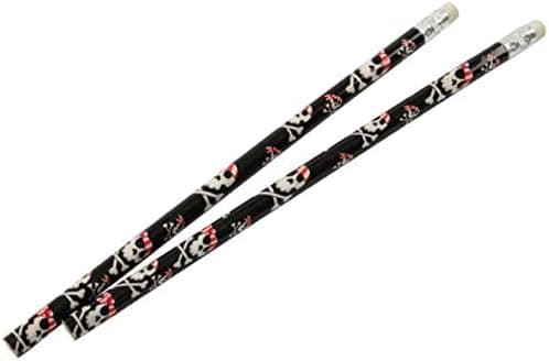 Two Dozen (24) Fun Skull & Crossbone Pirate Pencils Party Favors Halloween Classroom Give-aways Pirate