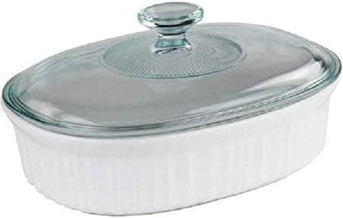 Corningware French White 2.5-Quart Oval Baking Dish with Glass Lid and plastic lid