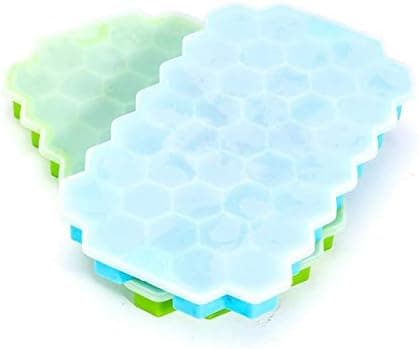 PaWuKi Ice Cube Trays 2 Pack - Easy Release Ice Cube Tray Make Ice Cubes Silicone Flexible Ice Cube Molds with Lid - Easy-Release Ice Cube Molds for Chilled Drinks, Whiskey & Cocktails