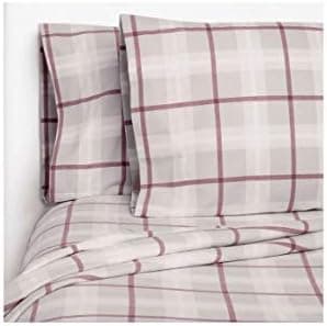 Member"s Mark 100% Cotton Flannel Sheet Set King Grey Red Plaid Design
