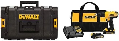 Dewalt DCD771C2 20V MAX Cordless Lithium-Ion 1/2 inch Compact Drill Driver Kit with DEWALT DWST08201 Tough System Case, Small