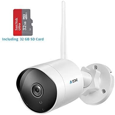Outdoor Security Camera - HD 1080P Bullet Camera 2.4G IP66 Waterproof 50ft Night Vision Home Surveillance IP Camera Two-Way Audio, Motion Detection Alarm/Recording, Including 32GB SD Card