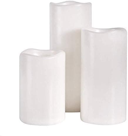 Jar-nan Flameless Candles Battery Operated High Temperature Resistance LED Candles with 10-Key Remote,Timer & Weatherproof,Set of 3(D 4" x H 6"/8"/10"),Cream-Colored
