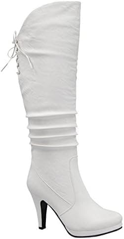 TOP Moda Win-40 Women's Knee Thigh High Platform Round Toe Boots