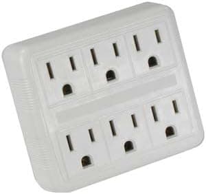 6 Outlet Wall Tap Two Input, AC125V/15A