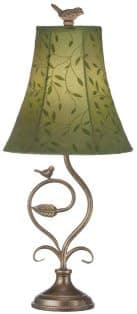 Pack of 2 Bird and Leaf Table Lamps With Green Fabric Shades 22.5"