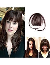 HIKYUU Clip in Bangs Dark Brown Human Hair with Temples Real Hair Bangs Extensions Clip in Human Hair