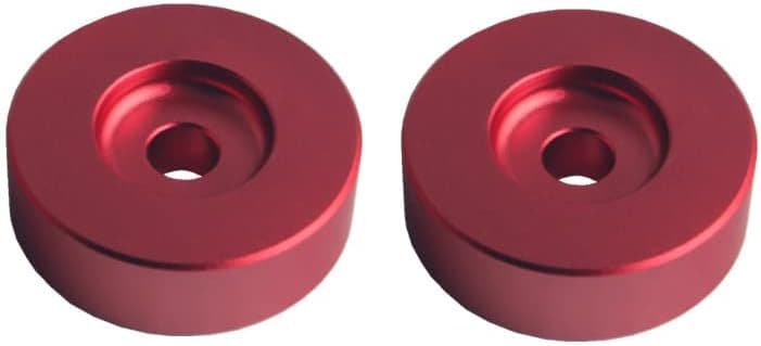 DEWHEL Aluminum 45 RPM Adapter Compatible with 7 inch Vinyl Records Dome 45 Adapter Player Turntable Accessories (2xRed)