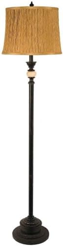 Globe Espresso One-Light Floor Lamp, Ebony with Pleated Gold Shade #61220