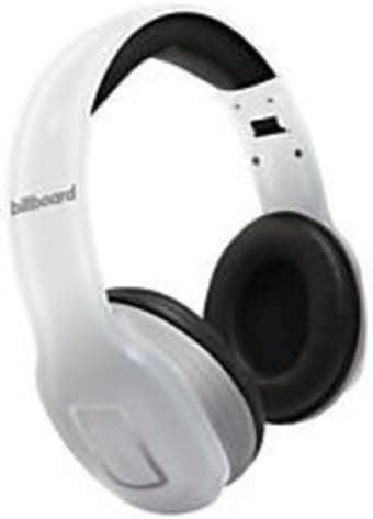 Billboard Bluetooth Wireless Folding Headphones With Enhanced Bass, Controls, and Microphone - White