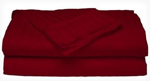 Queen Size 300 Thread Count 100% Cotton Sateen Dobby Stripe Sheet Set - Burgundy