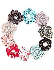 10 Pack Hair Scrunchies Women's Chiffon Flower Hair Bow Chiffon Ponytail Holders (B)
