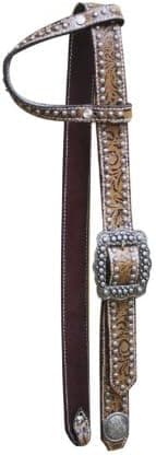 One Ear Belt Style Headstall Brown Leather Filigree Bridle Horse Size
