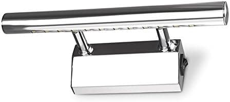 ONEVER 3W 12 LEDs Bathroom Mirror Light 25CM Stainless Steel LED Wall Lamp with Switch Adjustable Angle for Make-up Mirror Bedroom Bathroom Dresser, AC 85-265V, Cool White