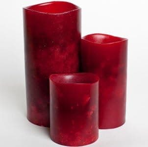 Enjoy Lighting Signature Series Cranberry Mottled Bayberry Scented Wax LED Pillar Candle with 3 Level Auto Timer, 4"x8"