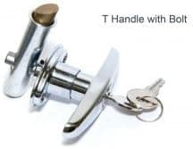 T handle latch kit with lock for trash/linen / recycle chute doors