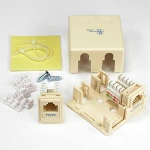 InstallerParts Cat 5E 2 Port Surface Mount Box Ivory w/Jack