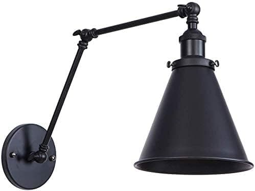 DZnNN 1 Vintage Mount Light Sconces Wall Lamp (Hardwire 2 Pack) Black Angle Adjustable Swing Arm Retro