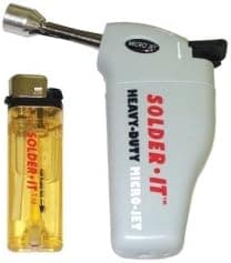 Solder-It (SOIMJ310) Butane Torch, Heavy Duty, Extended Nozzle, Palm Sized, Automatic Windproof Ignition, Child Resistant