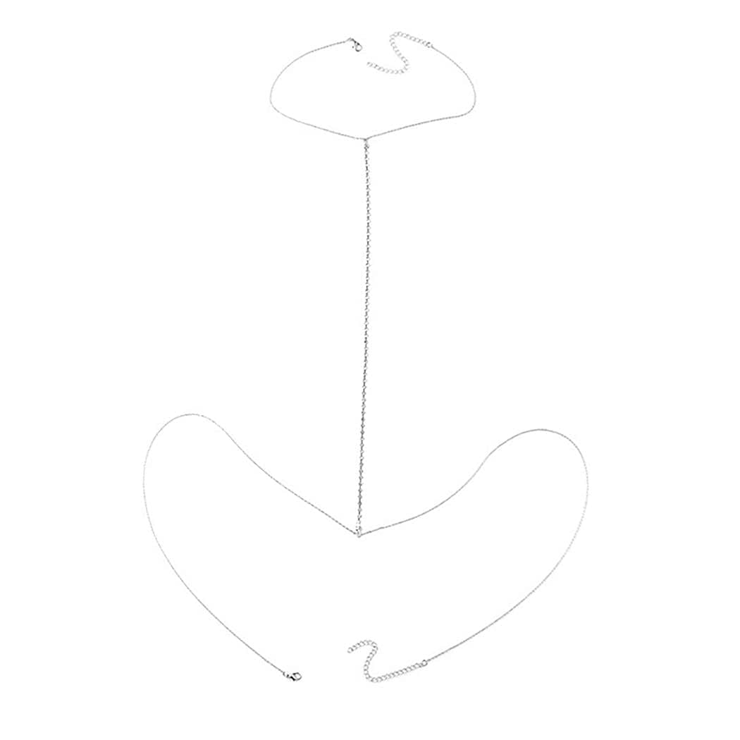 Blindery Sexy Body Chains Silver Rhinestone Belly Waist Chain Beach Body Jewelry Party Body Accessory for Women and Girls