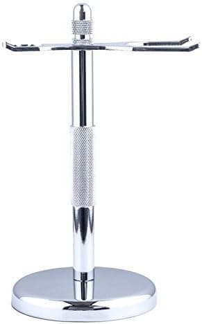 Shaveory Shaving Brush & Razor Stand Chrome Holder for your Razor & Shave Brush Keeps Sink Neat & Protects Your Shaving Tools