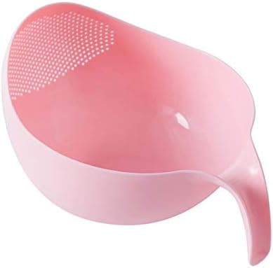 Rice Washing Filter Strainer Basket Colander Sieve Fruit Vegetable Bowl Drainer Cleaning Tools Home Kitchen Kit (L, Pink)