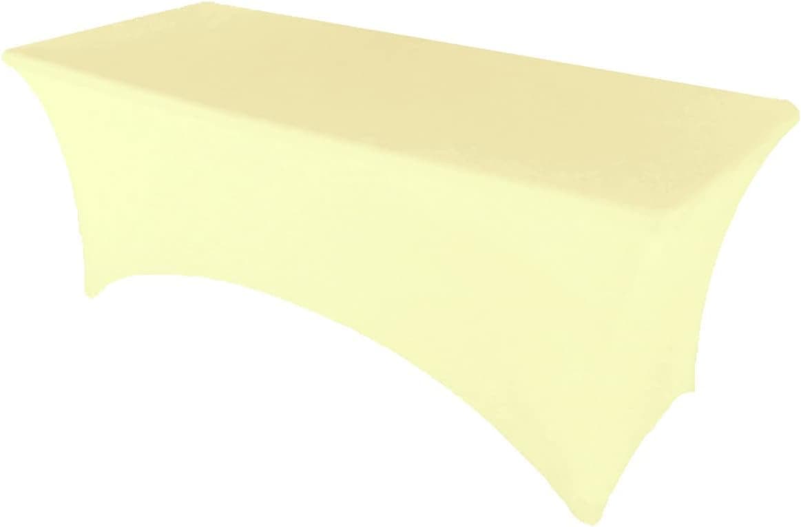 GWHome 4 ft x 2.5 ft Spandex Fitted Stretch Tablecloth Rectangular Table Cover Wedding Banquet Party (Ivory, 4 ft x 2.5 ft)
