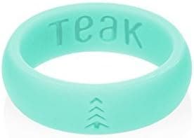 Teak PYRKIÄ Women's Silicone Ring/Rubber Wedding Band Designed for The Active Lifestyle and Work Environments. Training, Sports, Travel, Military, Doctors and Outdoors