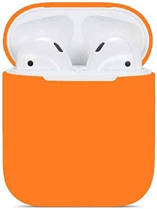 AirSha Compatible for AirPods Case, 0.8mm Ultra-Thin Version[Front LED Visible][Support Wireless Charging], Premium Protective Silicone Cover Skin for AirPods Charging Case 2 & 1 (Orange)